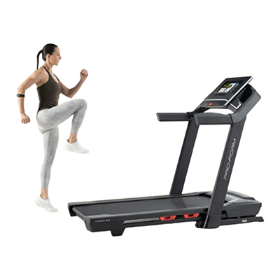 Person exercising next to the ProForm Carbon TLX Treadmill