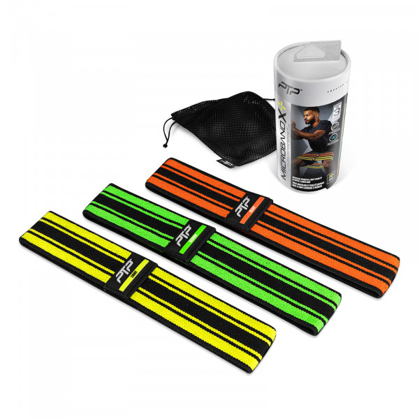 PTP MicroBand X Combo+ 3 Pack bands, bag, and packaging