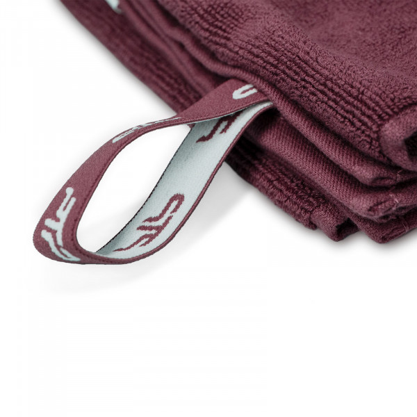 Two PTP Sports Pro Cotton Towels Regular - Cherry Cola side by side