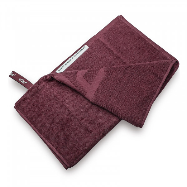 Folded PTP Sports Pro Cotton Towel Regular - Cherry Cola with tag visible