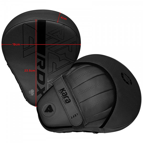 Product image of the RDX F6 KARA Focus Pads showoing the product dimensions