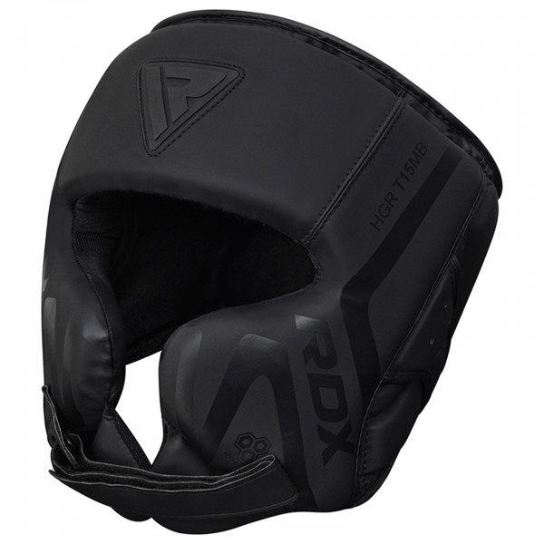 White background product image showcasing the RDX Head Guard. The head guard is part of the Noir series, which has a matte black aesthetic.
