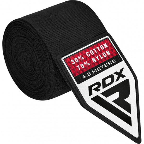 A white background image of the RDX WX Boxing Hand Wraps in black.