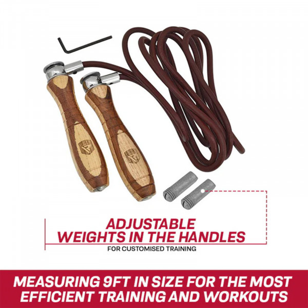 RDX L1 Wooden Handle 9ft Skipping Rope with adjustable weights and hex key