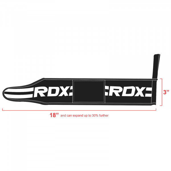 Product image of RDX Lifting Straps in Black - measurements