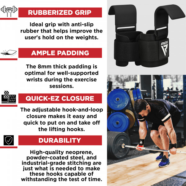 Infographic of the RDX Hook Strap product details