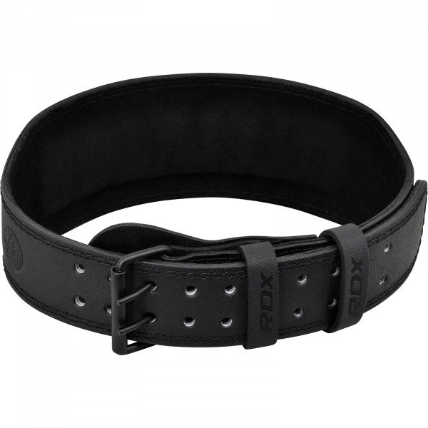 RDX 4” Black Leather Weightlifting Belt - Front