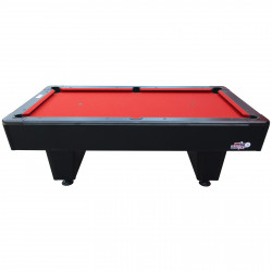 Side view of the Roberto Sport First Pool 8ft Pool Table with red cloth.