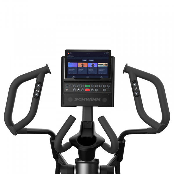 Schwinn 590E Elliptical console displaying the JRNY app