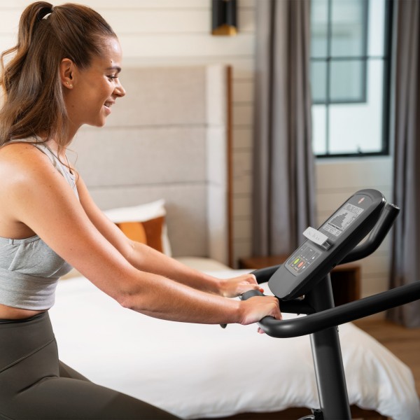 User during an active session on the Schwinn 510U Exercise Bike.