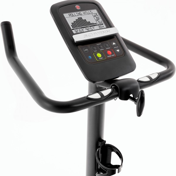 Detailed view of the console on the Schwinn 510U Exercise Bike.