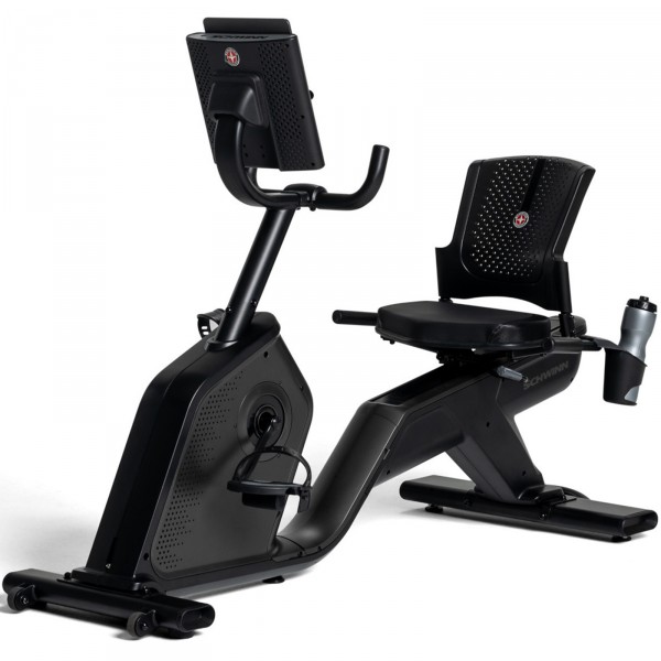 Diagonal view from the left of the Schwinn 590R Recumbent Bike