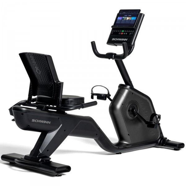 Angled view from the right of the Schwinn 590R Recumbent Bike