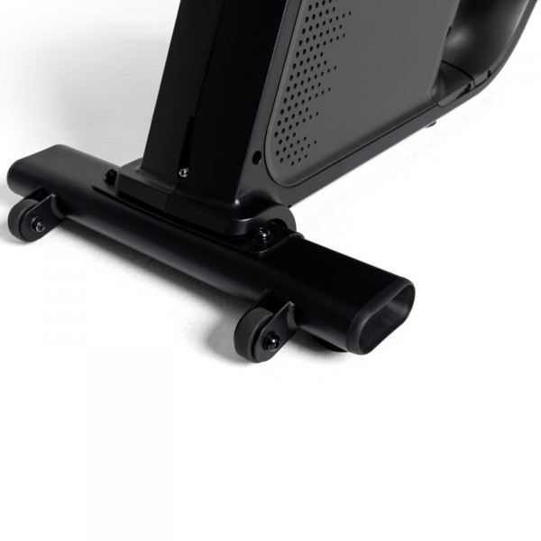 Detailed view of the Schwinn 590R Recumbent Bike's built-in transport wheels