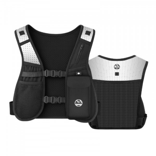 Front and back view of the Six Peaks Hydration Running Vest in black colour (XS/S)
