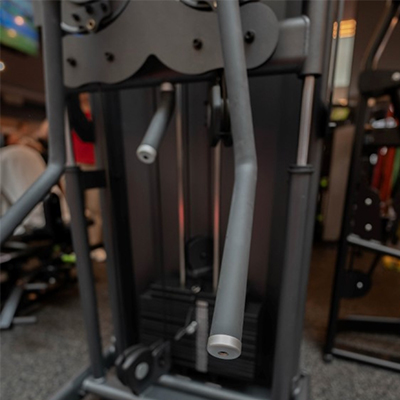A photograph of the handles of the Skelcore Elite Standing Multi Flight Machine