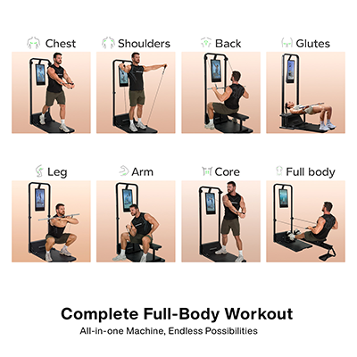 Example exercises by muscle group on the Speediance Gym Monster 2