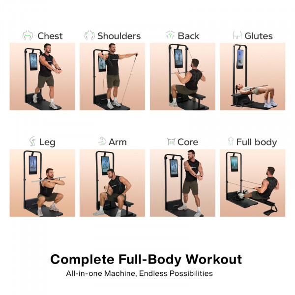Example exercises by muscle group on the Speediance Gym Monster 2
