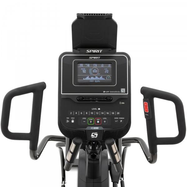 Front view of the console on the Spirit XE295 Elliptical.