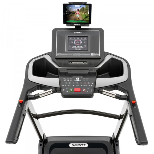 Close-up of the console on the SPIRIT XT485 Treadmill.