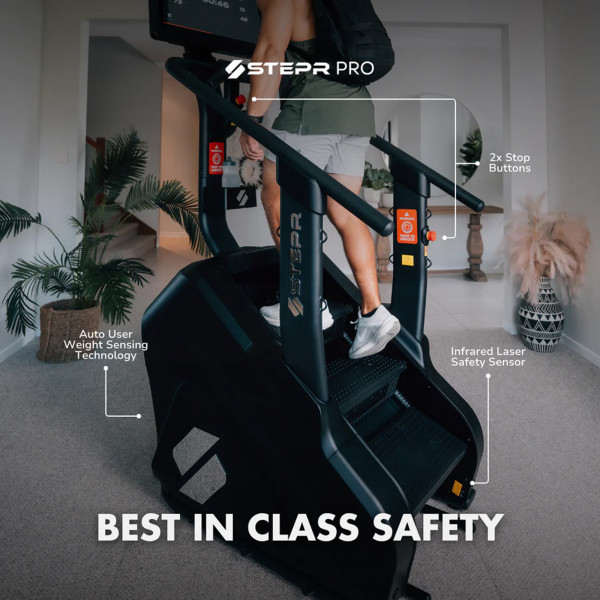 Infographic for the STEPR PRO+ Stair Climber - Best in class safety