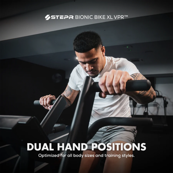 Infographic of the STEPR Bionic Bike XL - Dual hand position