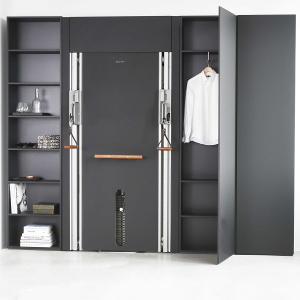 The STIL-FIT Functional Trainer PURE in black assembled in the home setting.