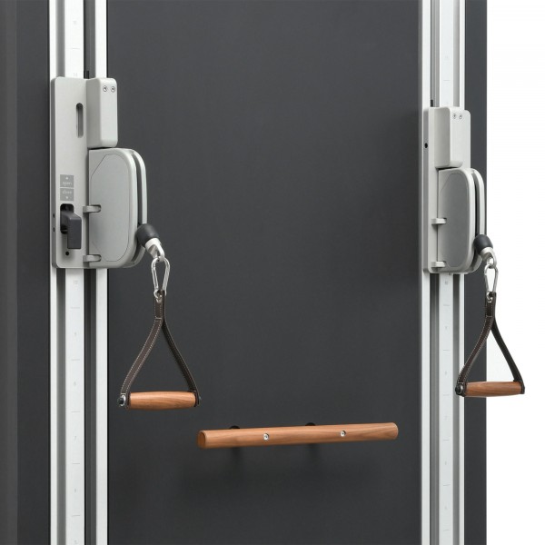 Close-up view of the handles on the STIL-FIT Functional Trainer PURE in black.