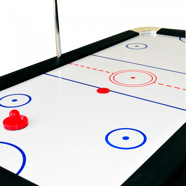 Close-up of the surface of the Sure Shot Competition Air Hockey Table.
