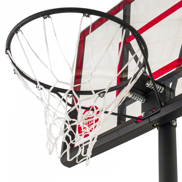 Angled view of the basketball hoop
