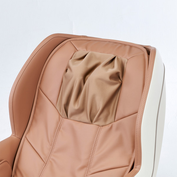 Close-up of the backrest on the beige Synca CirC+ Massage Chair