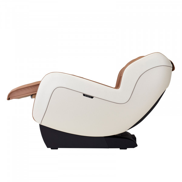 Side reclined view of the beige Synca CirC+ Massage Chair