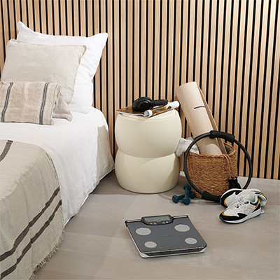 TANITA BC-613 Segmental Body Composition Scale in a bedroom setup 