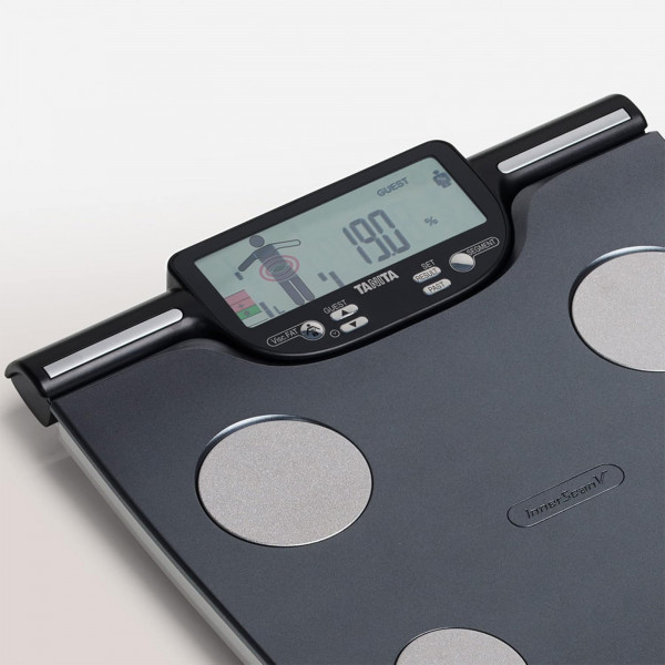 Close-up of the TANITA BC-613 Segmental Body Composition Scale display