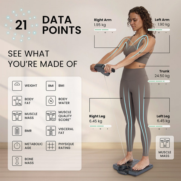 Model using the TANITA RD-445 HR Segmental Body Composition Scale for segmental body analysis