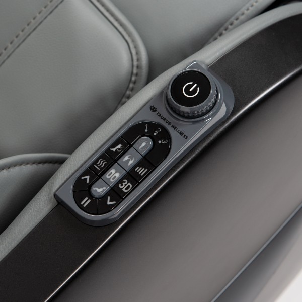 Close up of the Taurus Wellness Massage Chair armrest controls