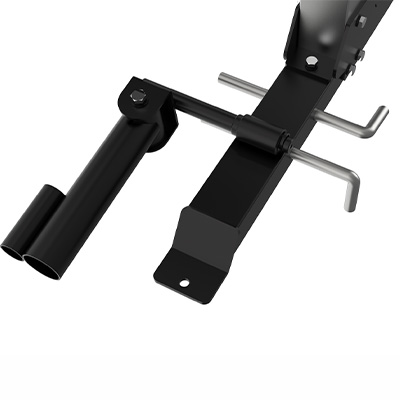 A close-up render of the landmine holster and resistance band pegs.