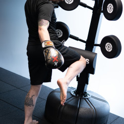 Photograph of a model kneeing the Taurus Boxing Tree