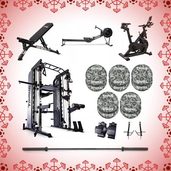 Xmas themed image showcasing the entire 12 Gains of Christmas Complete Gym Set
