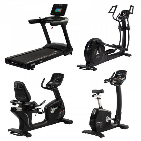 Package of Taurus Light Commercial Cardio including T9.9 treadmill,  X9.9 Crosstrainer,  RB9.9 Recumbent Bike and UB99 Upright Bike
