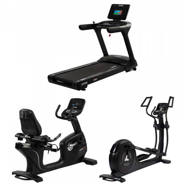 Package of Taurus Light Commercial Cardio including T9.9 treadmill,  X9.9 Crosstrainer and RB9.9 Recumbent Bike.