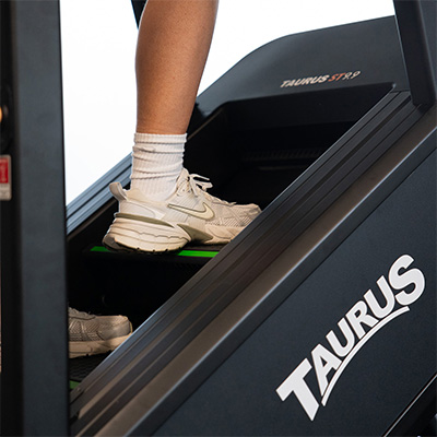 Close-up image of a model and the Taurus ST9.9 stair belt