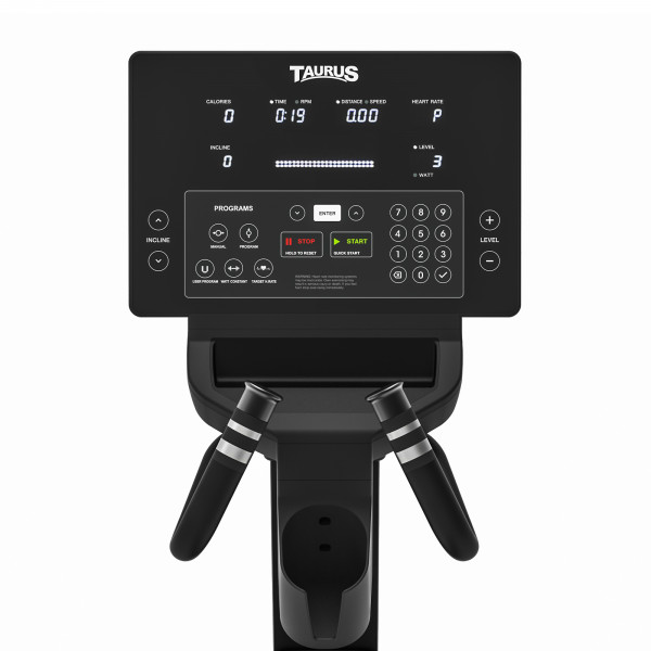 Front view of the console on the Taurus Cross Trainer