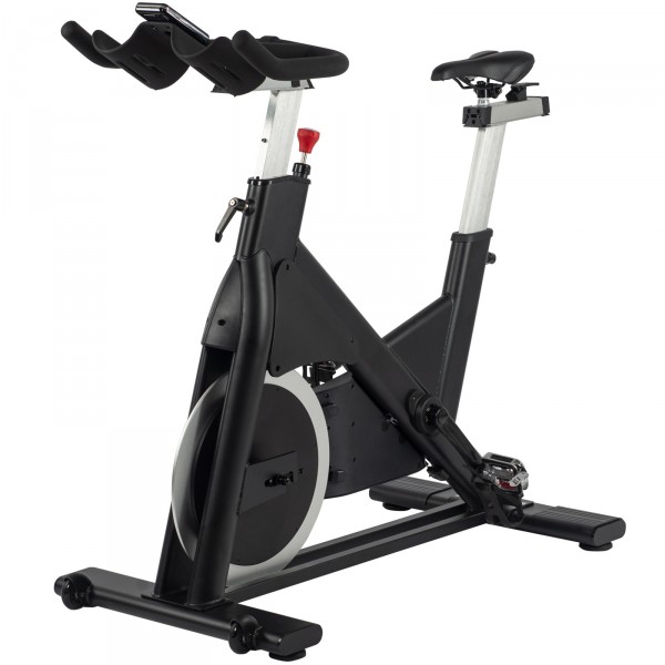 Left-diagonal perspective of the Taurus IC90 Pro Exercise Bike.

