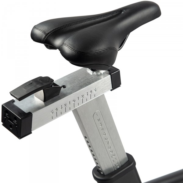Close-up view of the Taurus IC90 Pro Exercise Bike saddle.
