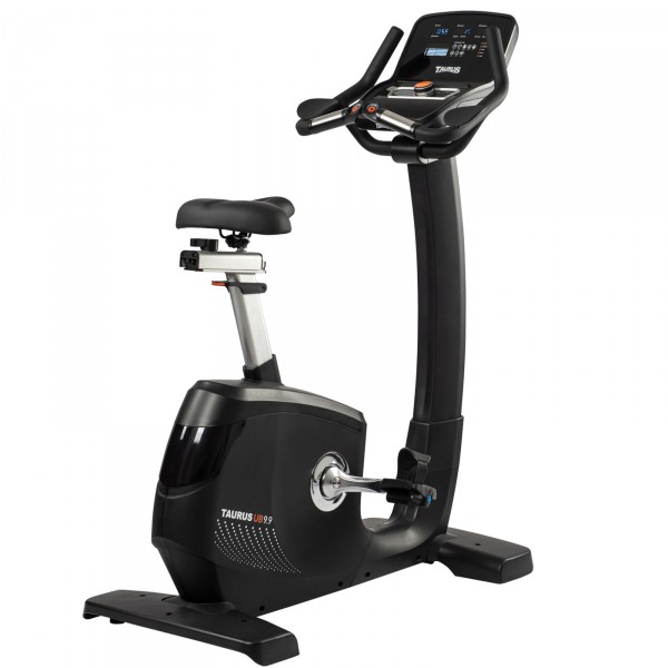 Taurus UB9.9 Light Commercial Upright Exercise Bike - Angled view, rear.