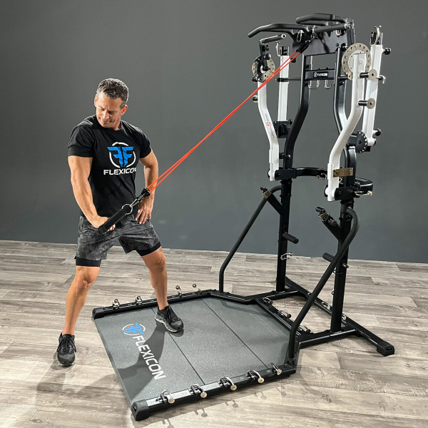 Image of a model using the Taurus Flexicon Resistance Trainer to train their upper body