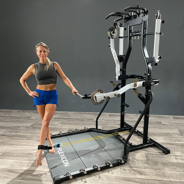 Image of a model using the Taurus Flexicon Resistance Trainer to train their lower body