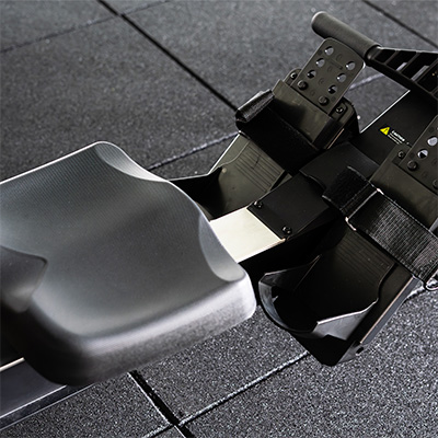 Close up of the Taurus Elite Row seat and footrests in a gym