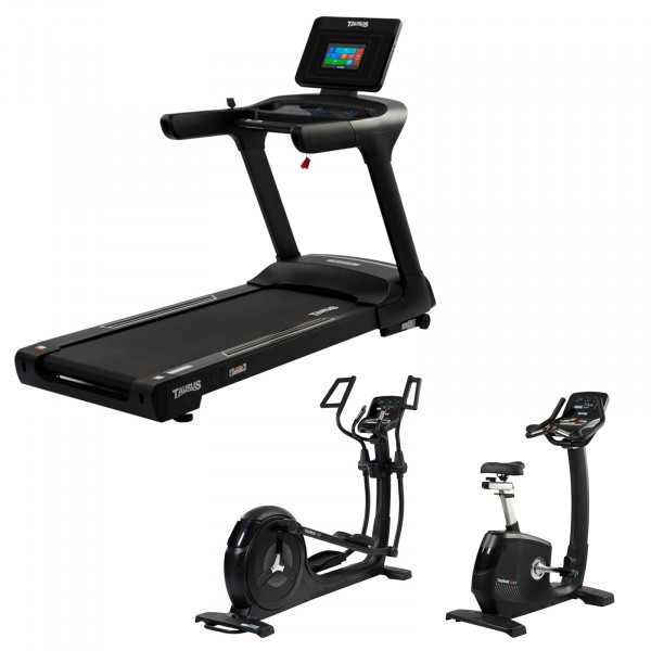 Bundle of Taurus Light Commercial T9.9 treadmill, X9.9 Crosstrainer and UB99 Upright Bike